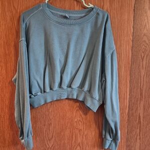 Old Navy Women's Teal Cropped Sweatshirt